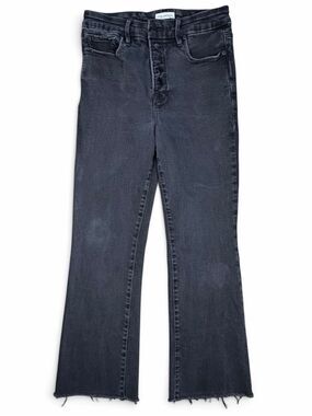 Good American Good Waist Crop Jeans Black Button Fly Size 6/28